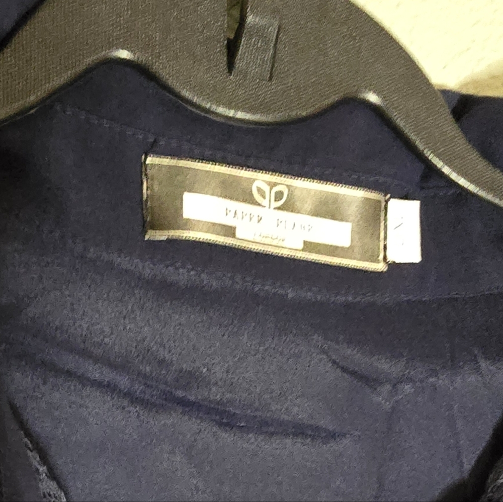 Perry Ellis Navy Dress with Lace Accents - Picture 2 of 2
